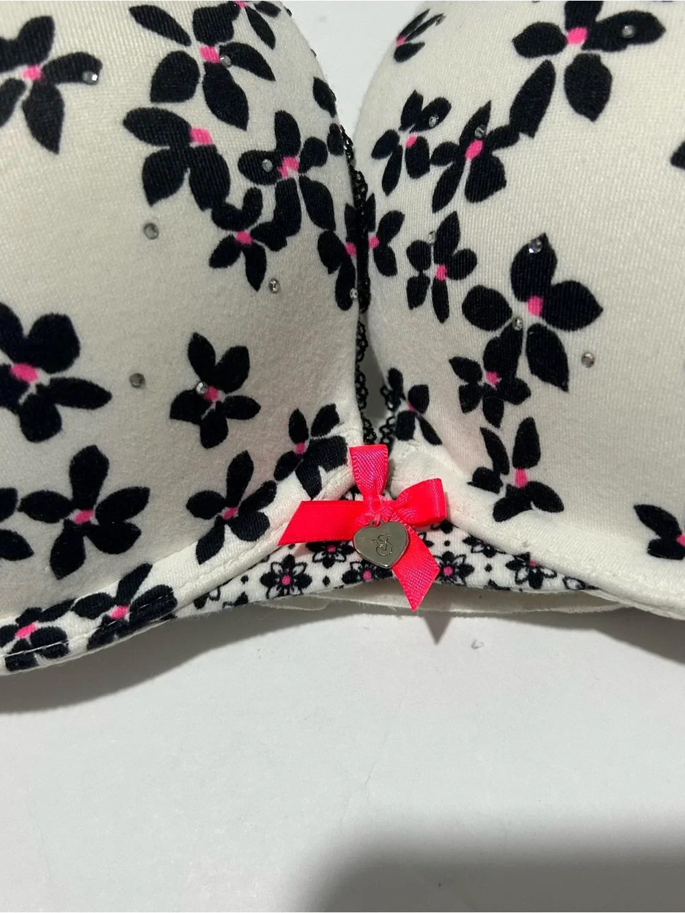 Victoria's Secret Pushup Bra Padded Size 34D Floral Print White - Picture 2 of 4